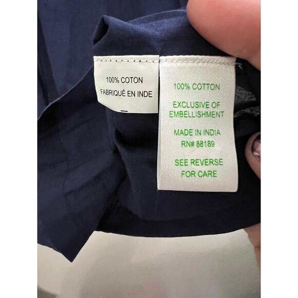 Lilly Pulitzer Pintuck Navy and Gold Beaded Tunic Size Medium - Picture 4 of 5